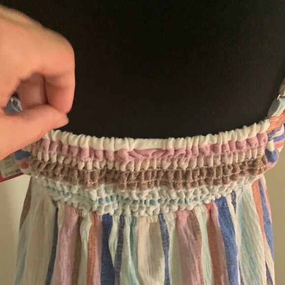 NWT Xhilaration (target )wide leg multi color striped one piece jumper slits - Picture 8 of 9